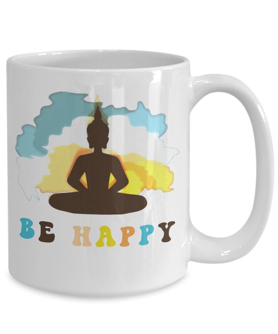 Yoga Coffee Mug Gift Yogi Pose Mug Be Happy Gift for Yogi Gift