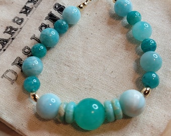 Amazonite Gemstone Bracelet: Hemimorphite, Imperial Jasper & 14k Gold-Filled