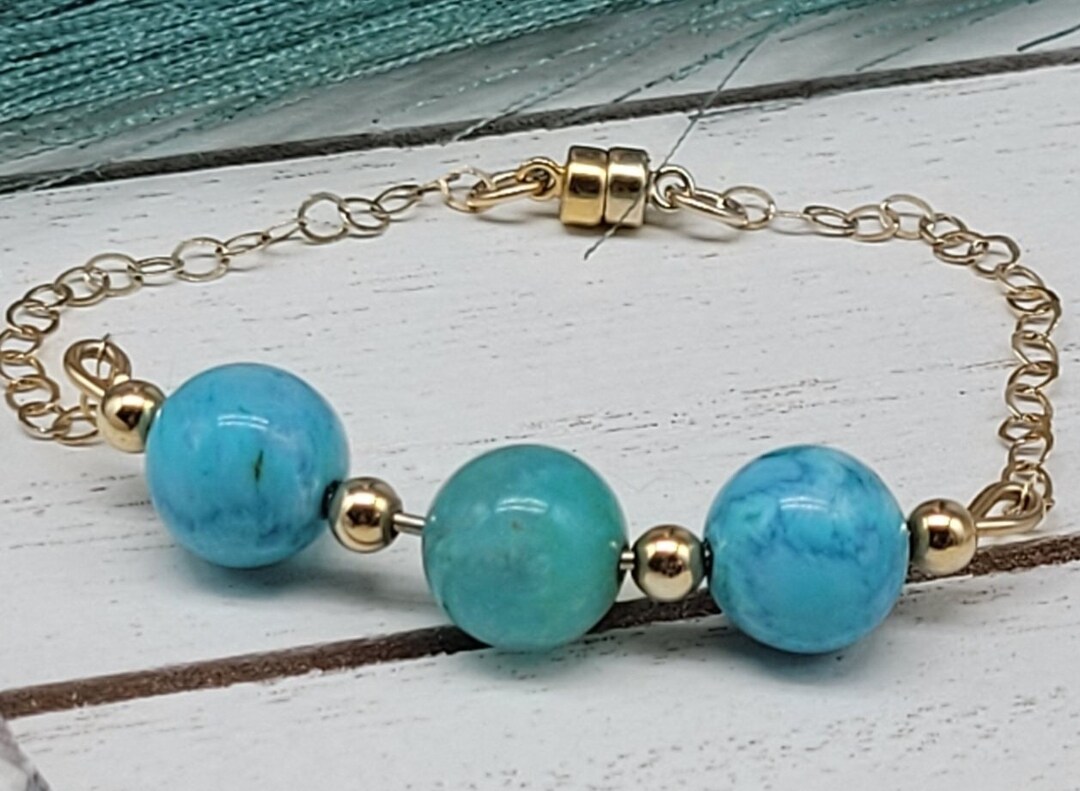 Hemimorphite Gemstone Bracelet/blue-green Bracelet/14k Gold Filled ...