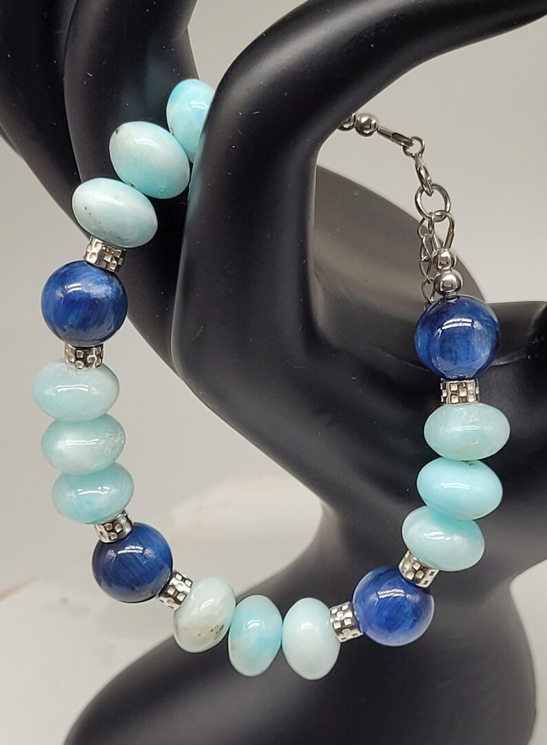 Blue Kyanite Hemimorphite Bracelet Blue Kyanite Hemimorphite Gemstone ...