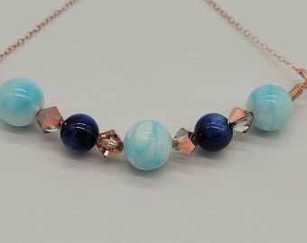 Kyanite & Hemimorphite Bracelet: 14k Rose Gold Filled Gemstone Jewelry