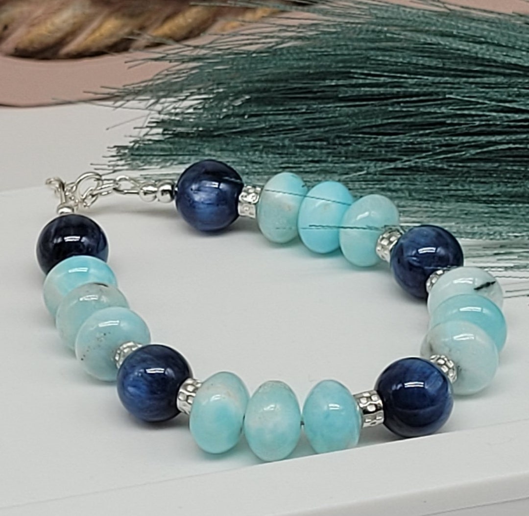 Blue Kyanite Hemimorphite Bracelet Blue Kyanite Hemimorphite Gemstone ...