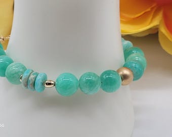 Peruvian Amazonite Beaded Bracelet: Teal Gemstone Jewelry