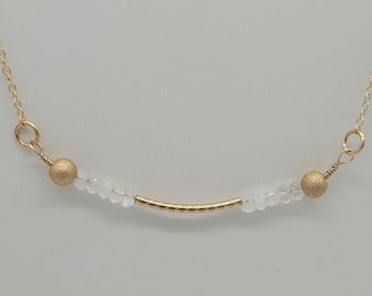 Collier en pierres de lune/collier minimaliste en pierres de lune/bijoux en pierres précieuses blanches/colliers à superposer/Pierre de naissance de juin/bijoux de mariée de juin/Cadeaux pour elle