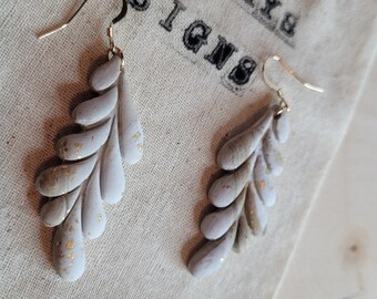Tan Polymer Clay Leaf Earrings: 14k Gold Filled Hooks