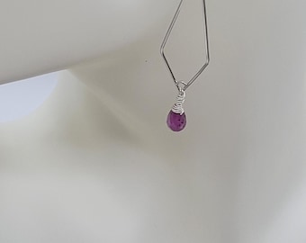 Pink Sapphire Teardrop Dangle Earrings, Sterling Silver Kite Frame
