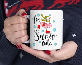 Koffie mok "I'm Snow Cute" kerstthee of koffie kopje, grappige vakantie koffie mok, winter home decor cadeau voor vrouwen dochter zus, tante,