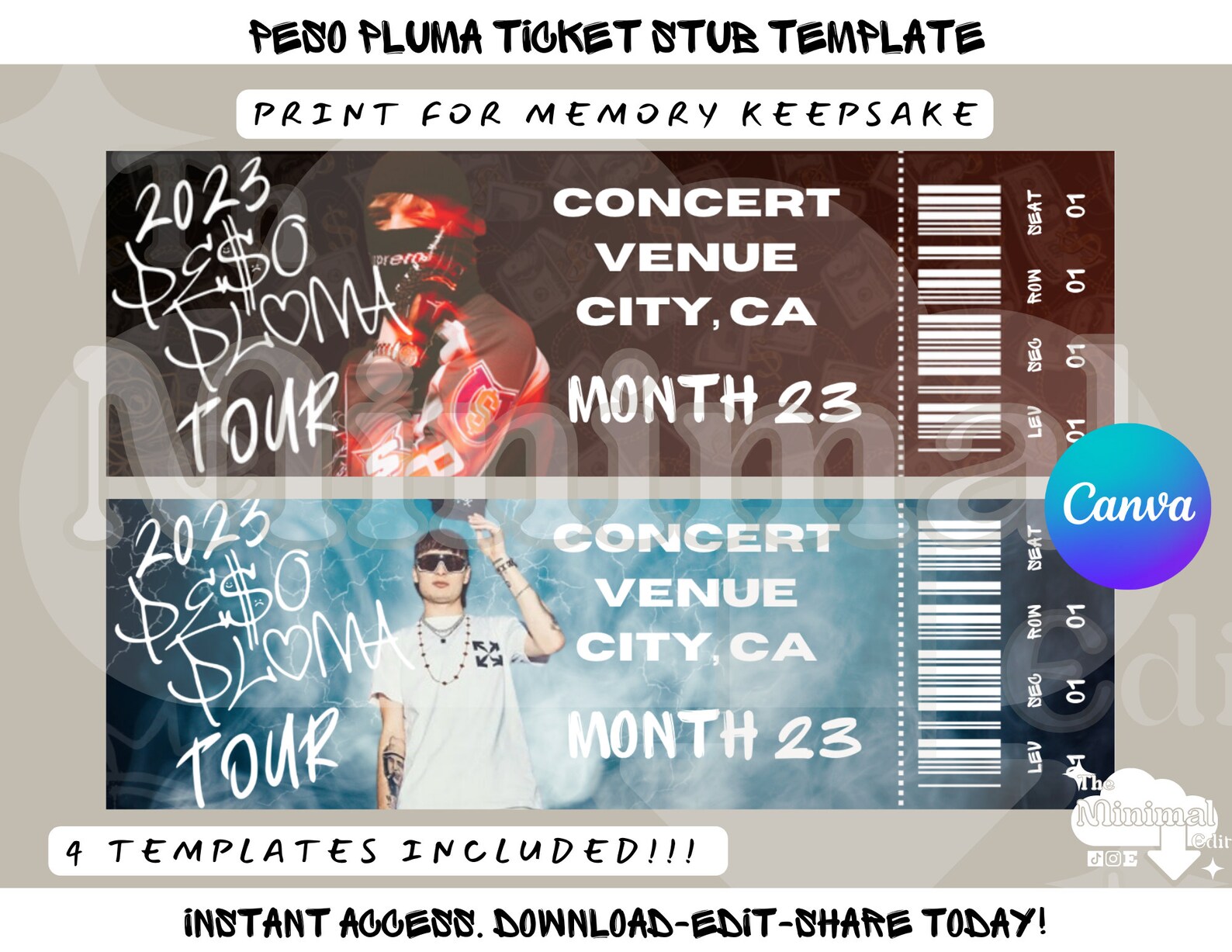 Peso Pluma Ticket Stub Template - Etsy