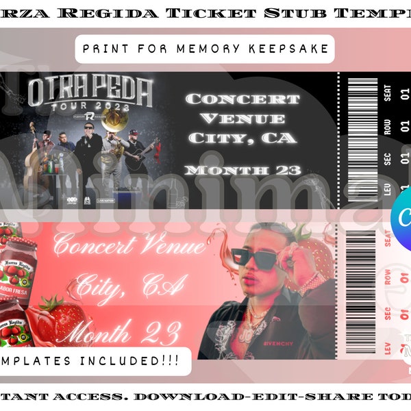 Fuerza Regida Ticket Stub Template Concert and Birthday