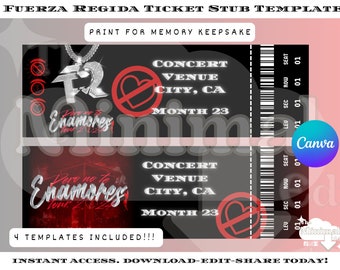 Fuerza Regida No Te Enamores Tour Ticket Stub Template Concert and Birthday