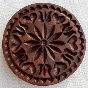 Hand carved pear wood cookie mold,  springerle mold, gingerbread mold, cookie stamp with tulip mandala design