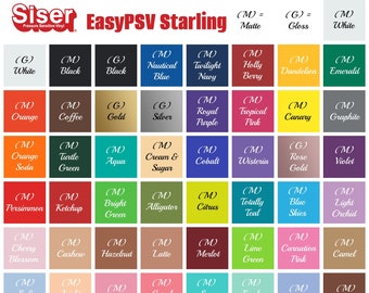 Siser EasyPSV Starling 12" x 12" Adhesive Vinyl Sheets. Permanent Outdoor Decal. For use with Cricut, Sihouette Cutters. DISHWASHER SAFE