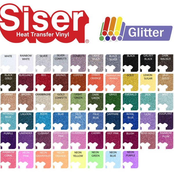 12" x 12" sheet(s) SISER GLITTER Heat Transfer Vinyl (HTV) for Silhouette Cameo, Cricut. Free Shipping!