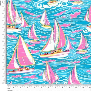 Boote, Ozean, Blau. Preppy. Segelboote. Lilly P inspiriert. Bedrucktes Muster Vinyl. Klebefolie oder Heat Transfer Vinyl (HTV). Design #172