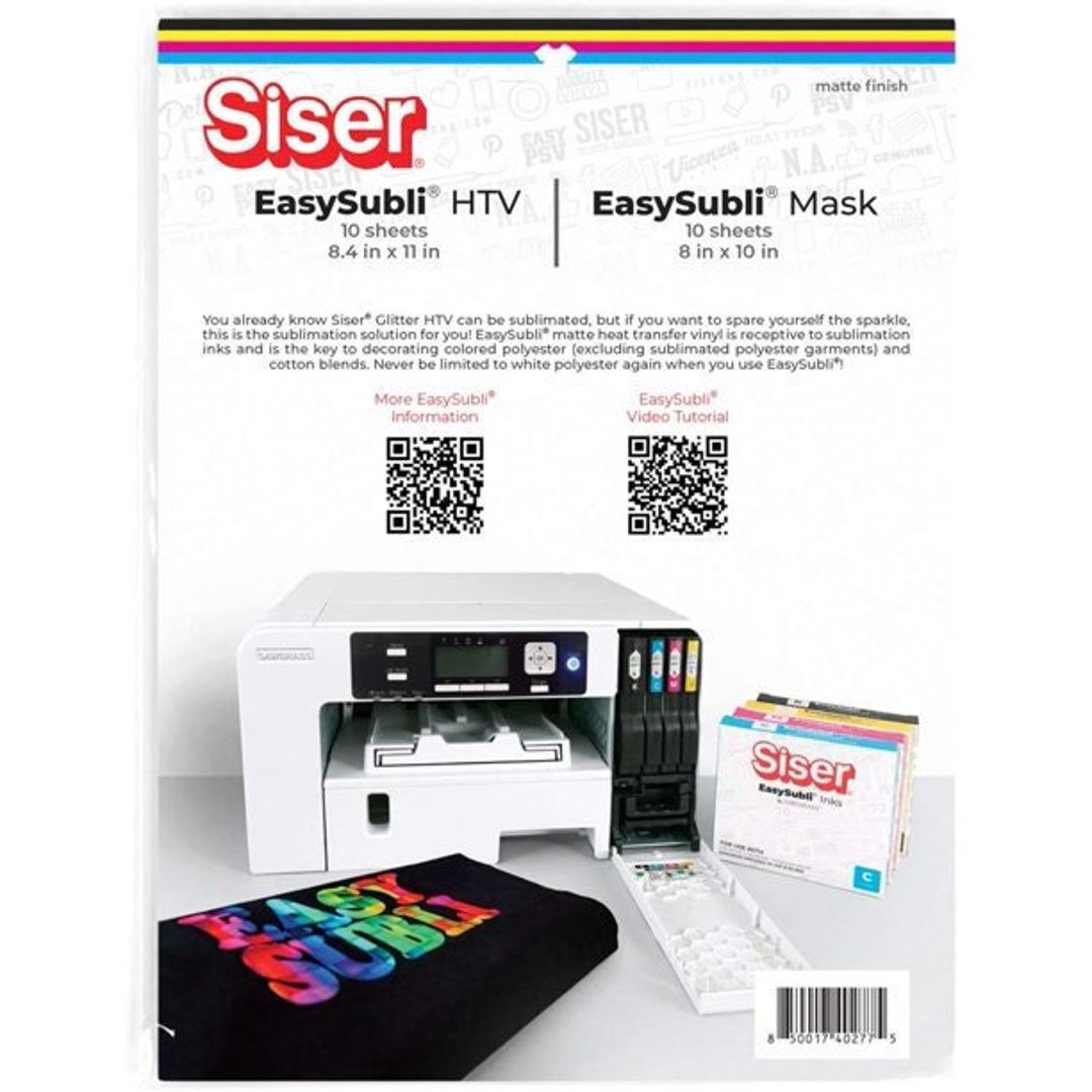 Siser EasyColor DTV Inkjet Printable Heat Transfer Craft Vinyl and Easy  Mask Bundle 8.4 x 11 - 10 Sheets Each 