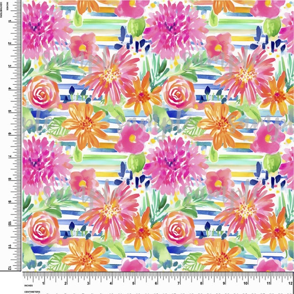 Summer Stripe Flowers. Preppy Theme. Palm Beach. Lilly P inspired. Printed Pattern Vinyl. Adhesive or Heat Transfer Vinyl (HTV). Design #52