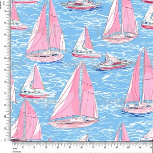 Barche, Oceano, Blu. Preppy. Barche a vela. Lilly P ispirato. Vinile con motivo stampato. Vinile adesivo o a trasferimento termico (HTV). Disegno #167