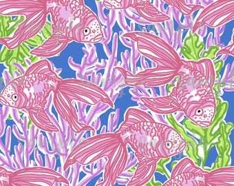 Fish. Preppy Theme. Palm Beach. Lilly P inspired. Printed Pattern Vinyl. Adhesive or Heat Transfer Vinyl (HTV). Design #20.