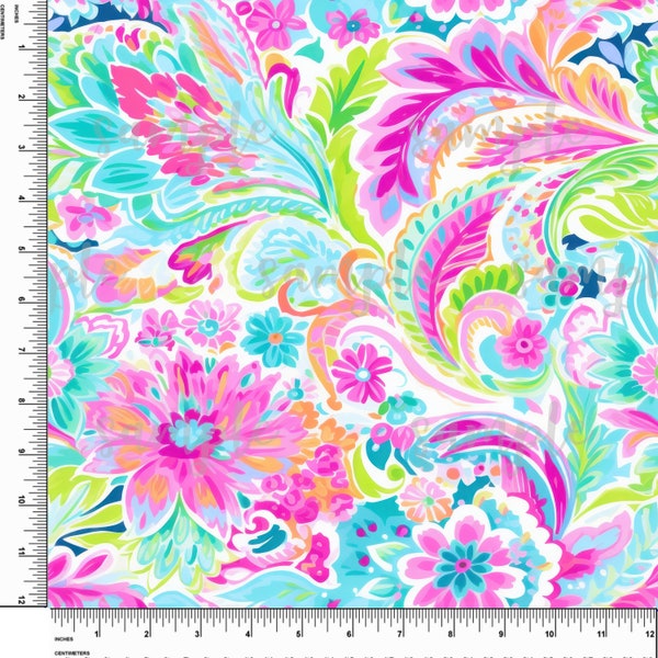 Floral, Flower, Bright. Preppy Theme. Lilly P inspired. Printed Pattern Vinyl. Adhesive or Heat Transfer Vinyl (HTV). Design #252