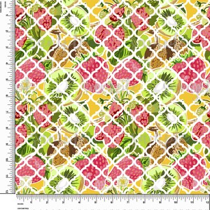 Tropical, Kiwi, Fruits, Fleurs. Thème BCBG. Lilly P inspiré. Vinyle à motif imprimé. Adhésif ou vinyle de transfert thermique (HTV). Conception #330