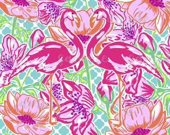 Flamingo. Preppy Theme. Palm Beach. Lilly P inspired. Printed Pattern Vinyl. Adhesive or Heat Transfer Vinyl (HTV). Design #4