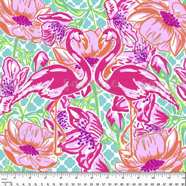 Flamingo. Preppy Theme. Palm Beach. Lilly P inspired. Printed Pattern Vinyl. Adhesive or Heat Transfer Vinyl (HTV). Design #4