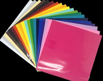 ORACAL 651 Glossy Vinyl - 24 Pack of Top Colors - 12" x 12" Vinyl Sheets Vinyl for Silhouette Cameo, Cricut