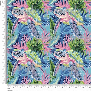 Schildkröten. Ozean. Preppy-Thema. Palmenstrand. Lilly P inspiriert. Gedrucktes Muster Vinyl. Kleber oder Heat Transfer Vinyl (HTV). Motiv #335