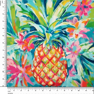 Ananas, Vert, Bleu. Thème BCBG. Tropical. Lilly P inspiré. Vinyle à motif imprimé. Adhésif ou vinyle de transfert thermique (HTV). Conception #140