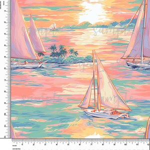 Boats, Sunset, Ocean. Preppy. Sailboats. Lilly P inspired. Printed Pattern Vinyl. Adhesive or Heat Transfer Vinyl (HTV). Design #168