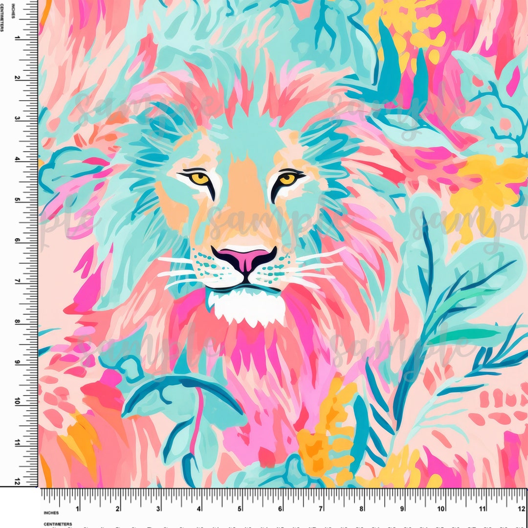 Lion, Pink, Blue. Preppy Theme. Animals. Lilly P Inspired. Printed ...