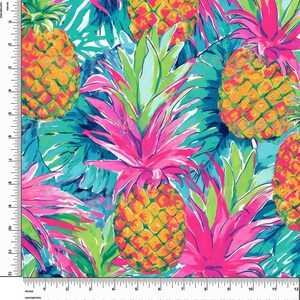 Ananas, Fruit, Coloré. Thème BCBG. Faire la fête. Lilly P inspiré. Vinyle à motif imprimé. Adhésif ou vinyle de transfert thermique (HTV). Conception #136