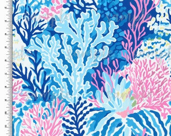 Coral Reef, Blue, Pink. Preppy Theme. Ocean. Lilly P inspired. Printed Pattern Vinyl. Adhesive or Heat Transfer Vinyl (HTV). Design #150