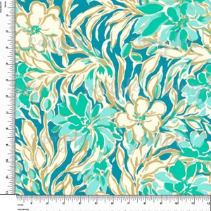 Fleurs, Cyan, Jaune. Preppy. Plage de l'île. Lilly P inspiré. Vinyle à motif imprimé. Adhésif ou vinyle de transfert thermique (HTV). Conception #159