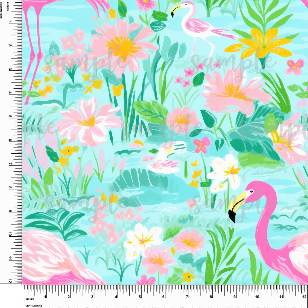 Flamingos, Flowers, Plants. Preppy. Animals. Lilly P Inspired. Printed
