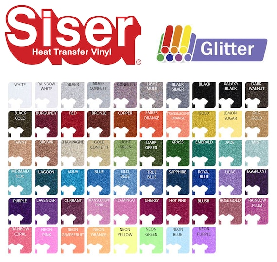 12 X 12 Sheets SISER GLITTER Heat Transfer Vinyl HTV for Silhouette Cameo,  Cricut. Free Shipping 