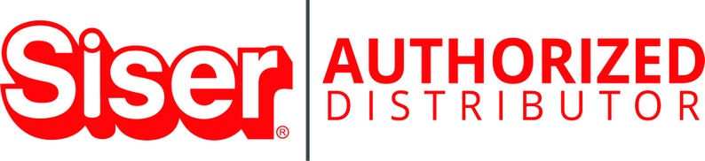 May include: The Siser logo in red, with the word "Siser" in a bold, rounded font. To the right, the text "AUTHORIZED DISTRIBUTOR" is displayed in red, in a vertical format, on a white background.