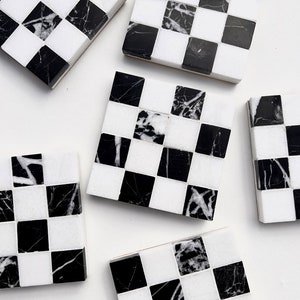 ROME Checkered Marble Coaster