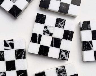 ROME Checkered Marble Coaster