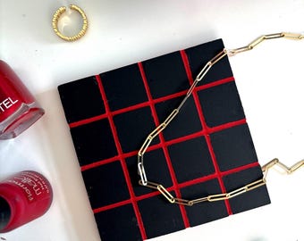 TULUM Black Tile Coasters with Red Detail (2 COASTERS per order)