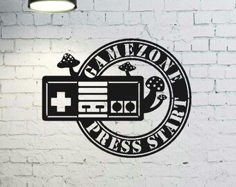 Gamer Zone Sign: Retro Game Room Decor (SVG, DXF Files)