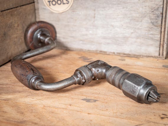 Vintage Hand Brace Drill 8 Inch Sweep Rosewood Handles Ratchet