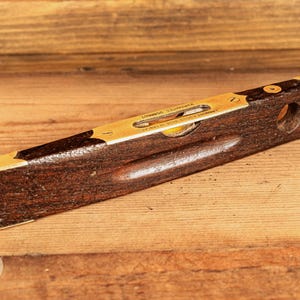 Vintage Rabone Spirit Level 9 Inch Rosewood Brass Level Made in England Carpenter Builders Measuring Tool Collectible