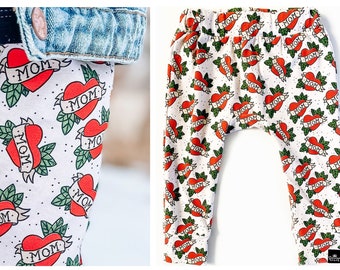 MOM TATTOO HEART Boys Joggers Pants, toddler boys pants, baby boy joggers, boys joggers 2t 3t 4t, baby boy clothing, toddler boys clothes