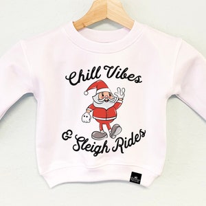 Chill Vibes & Sleigh Rides Santa Claus Boys Christmas Sweater, kids Christmas sweatshirt, Christmas sweater for boys, boys Christmas clothes