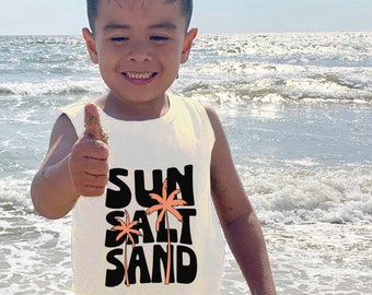 SUN SALT SAND Tank Top for boys, toddler boys tanks, boys summer clothes, boy tank tops 2t 3t 4t, boys beach tank top, boys vacation clothes