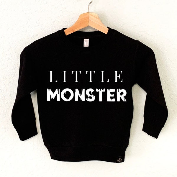 LITTLE MONSTER Boys Halloween Sweatshirt, kids Halloween shirts, Halloween sweater boys, boys monster sweaters, boys Halloween sweaters