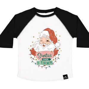 Santa&#39;s Coming to Town Vintage Boys Christmas Tee, kids Christmas shirt, baby boys Santa Claus Christmas shirts, boys youth Christmas tshirt