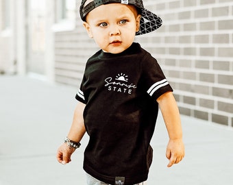 Everyday Toddler Boys Black T-shirt Striped Sleeves, boy shirts, toddler boy tshirt, baby boy clothes, kids shirts for boys, boy clothing