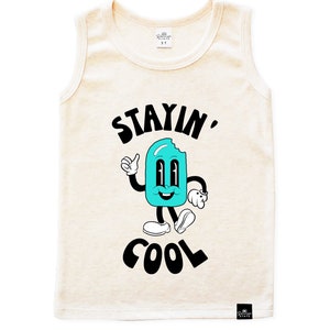 STAYIN&#39; COOL Retro Ice Cream Tank Top for boys, boys tanks, boys summer clothes, boy tank tops 2t 3t 4t, vacation clothes boy beach tank top